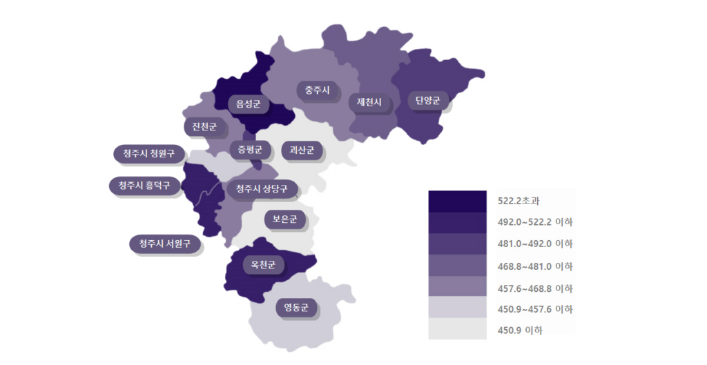 지역별 암 발생률 그래프 ⓒ충북병원